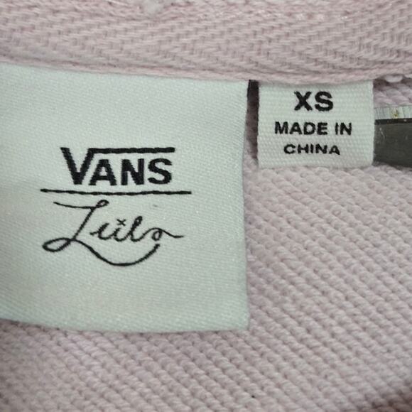 Vans Pink Cropped Hoodie w/ Checker Sleeve – Women’s XS - Picture 7 of 8